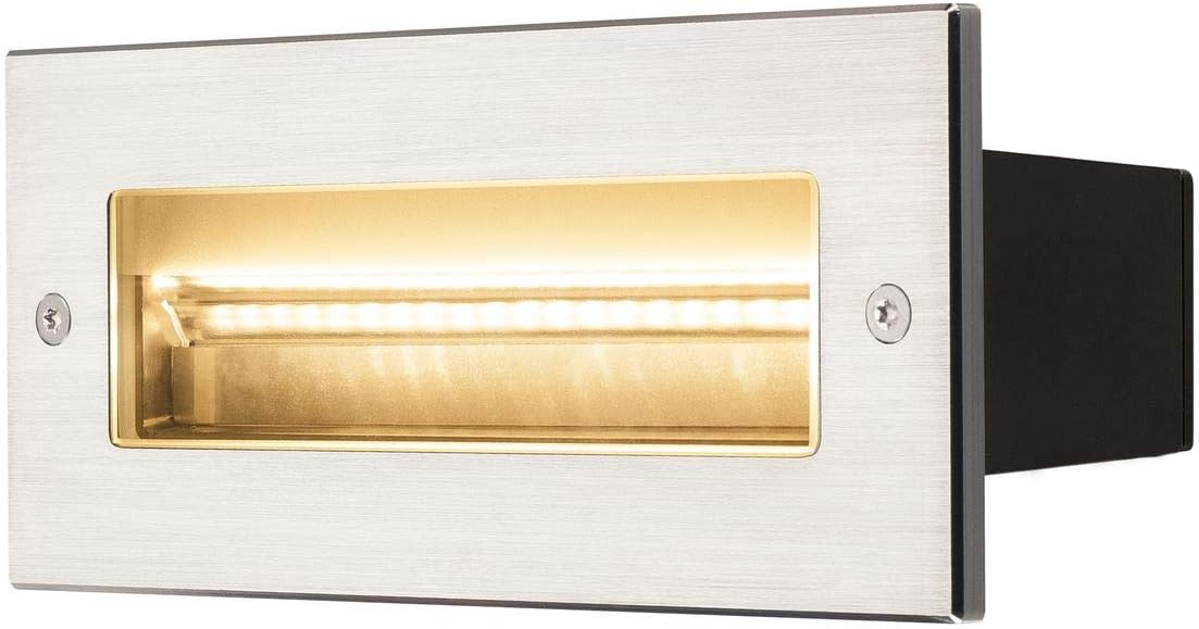 Detalle de SLV 229062 Brique Downunder E14, Silvergrey – applique encastrée en aluminium, IP44, 24 x 9 cm