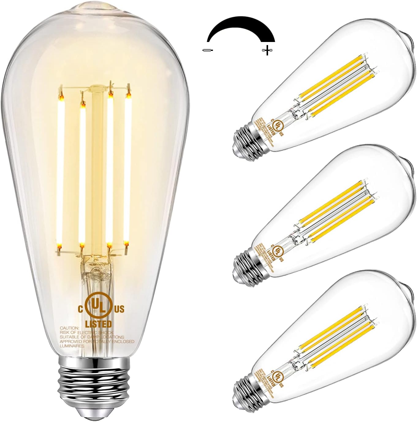 Detalle de DAYBETTER DBDSDWWL004 Vintage LED Edison Bulbs, 800 Lumens, Dimmable, 2700K