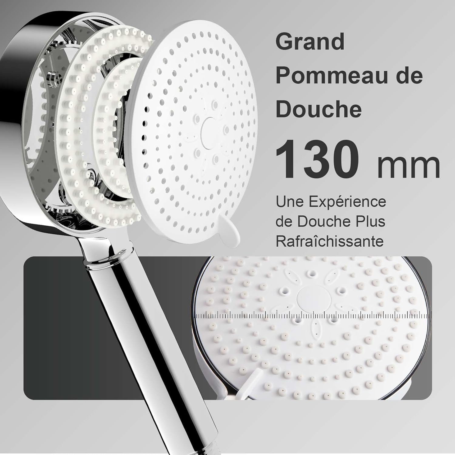 Thumbnail 3 de OFFO Pommeau de douche filtrant anti-calcaire XXL 130 mm – 6 modes