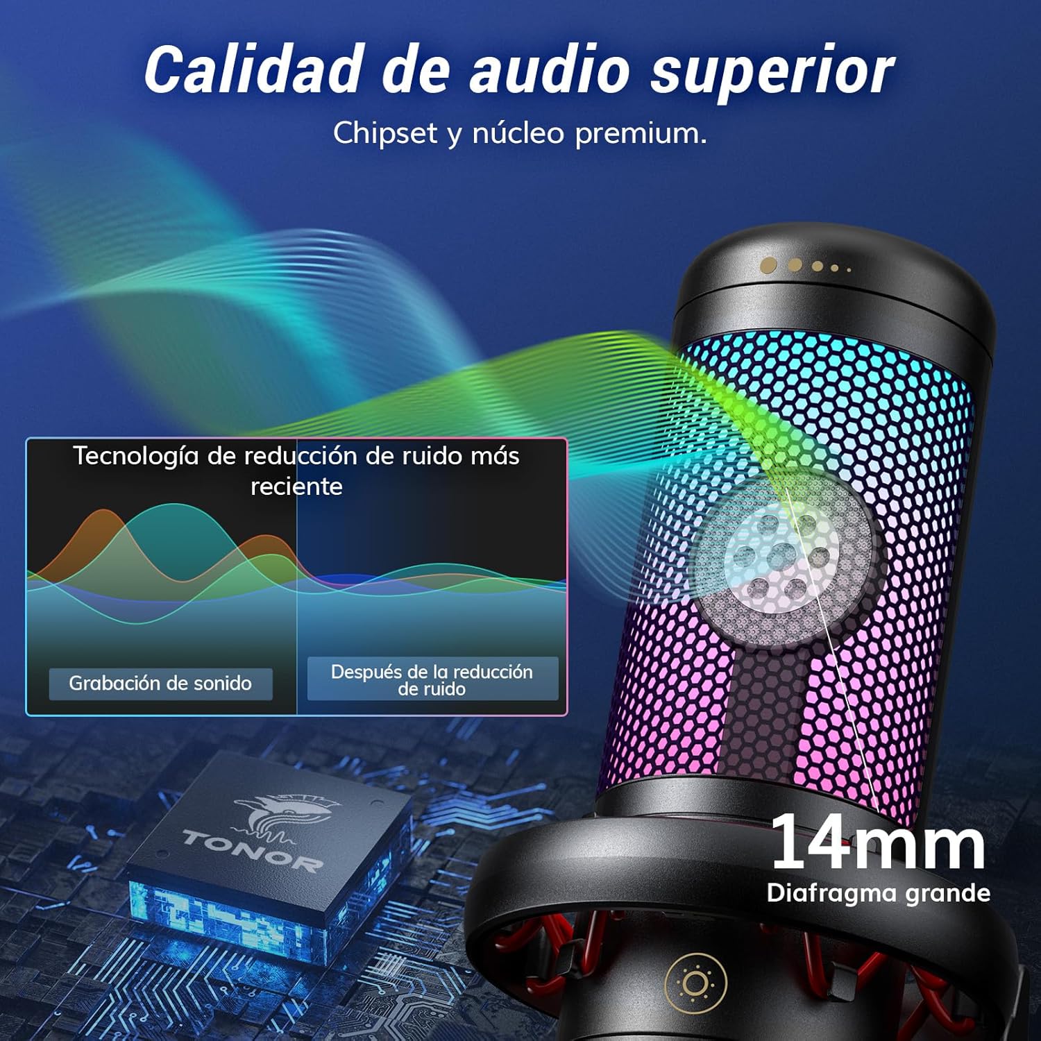 Detalle de TONOR TC310+ Micrófono USB para streaming