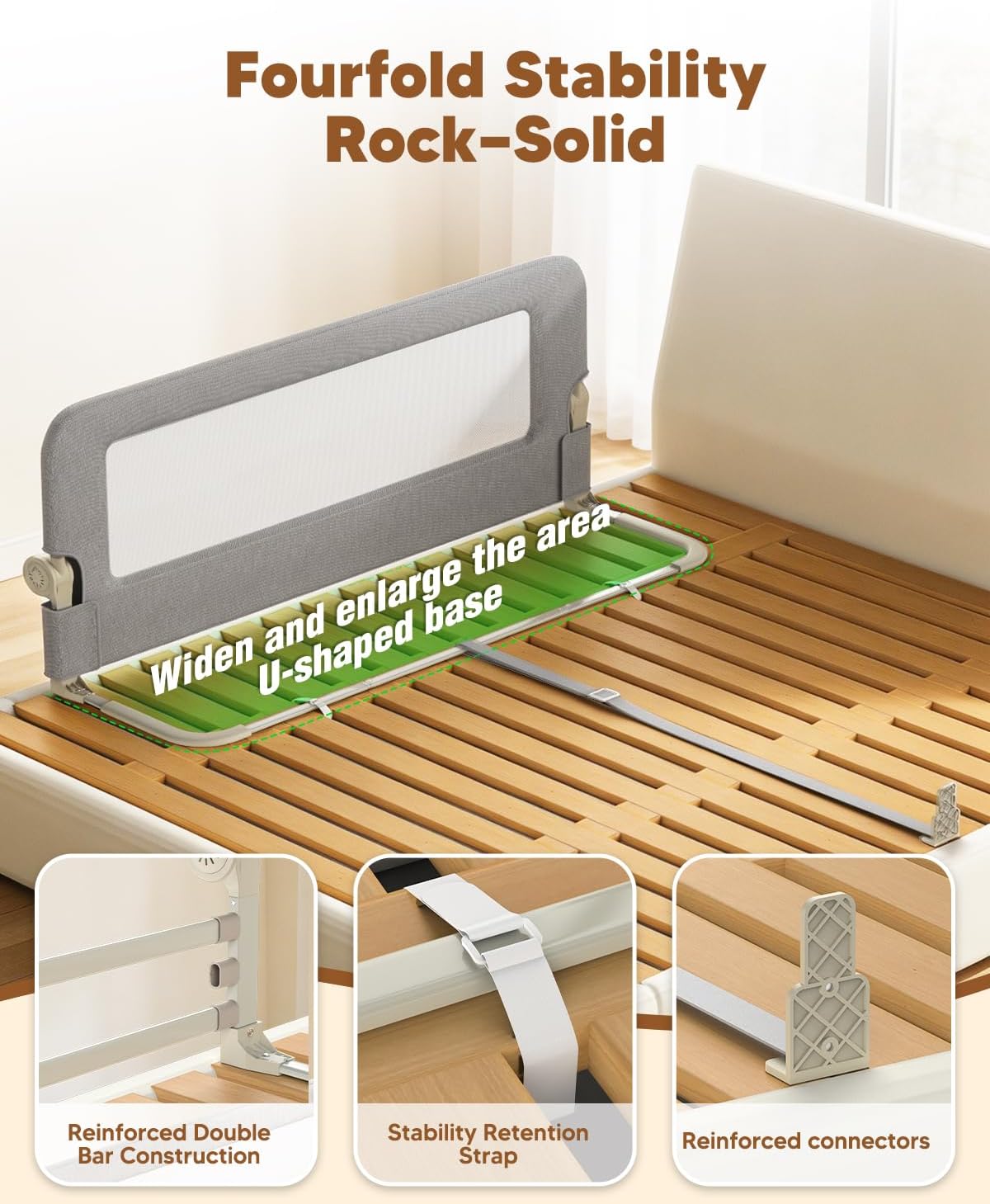 Thumbnail 4 de Lominuro TXBBR1201 75-Inch Toddler Bed Rail with Foldable Steel Frame