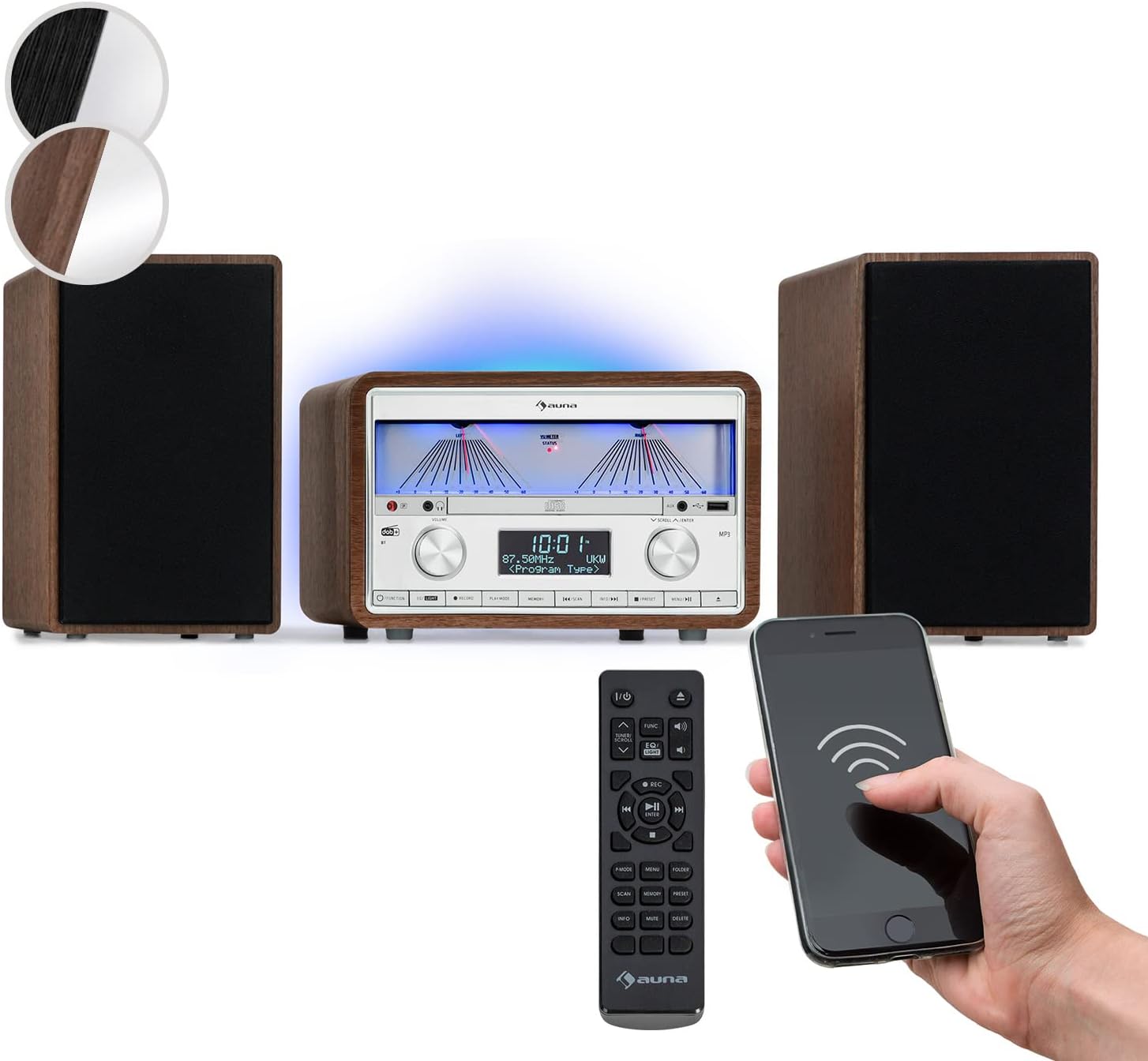 Detalle de AUNA VU DAB Radio and CD Player with Bluetooth, DAB+ and 25W Speakers