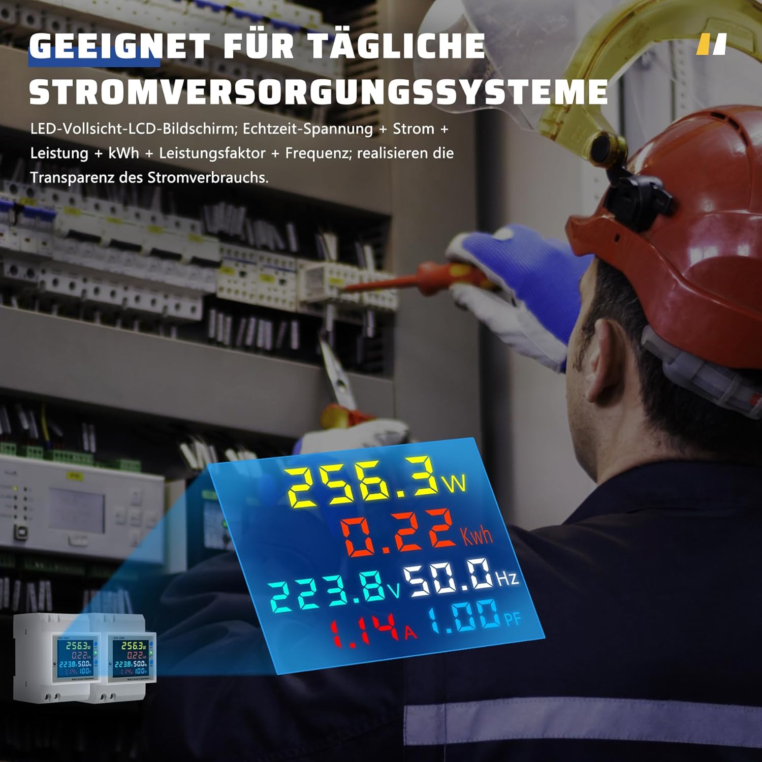 Detalle 2 de BOSYTRO Wifi Contatore di Energia Monofase 6 in 1, Misuratore di Potenza su Guida DIN