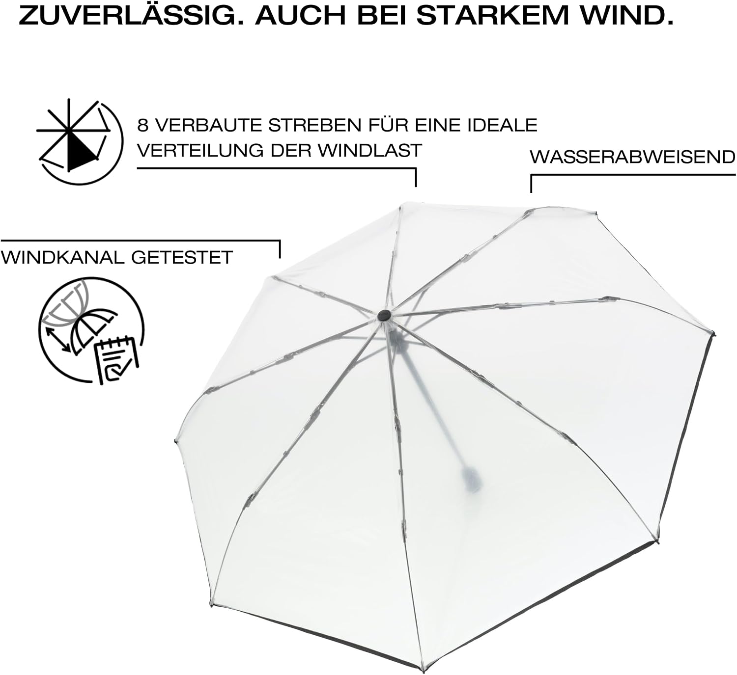 Detalle de Knirps Regenschirm I.200 Medium Duomatic – kompakter Taschenschirm mit automatischem Öffnen/Schließen