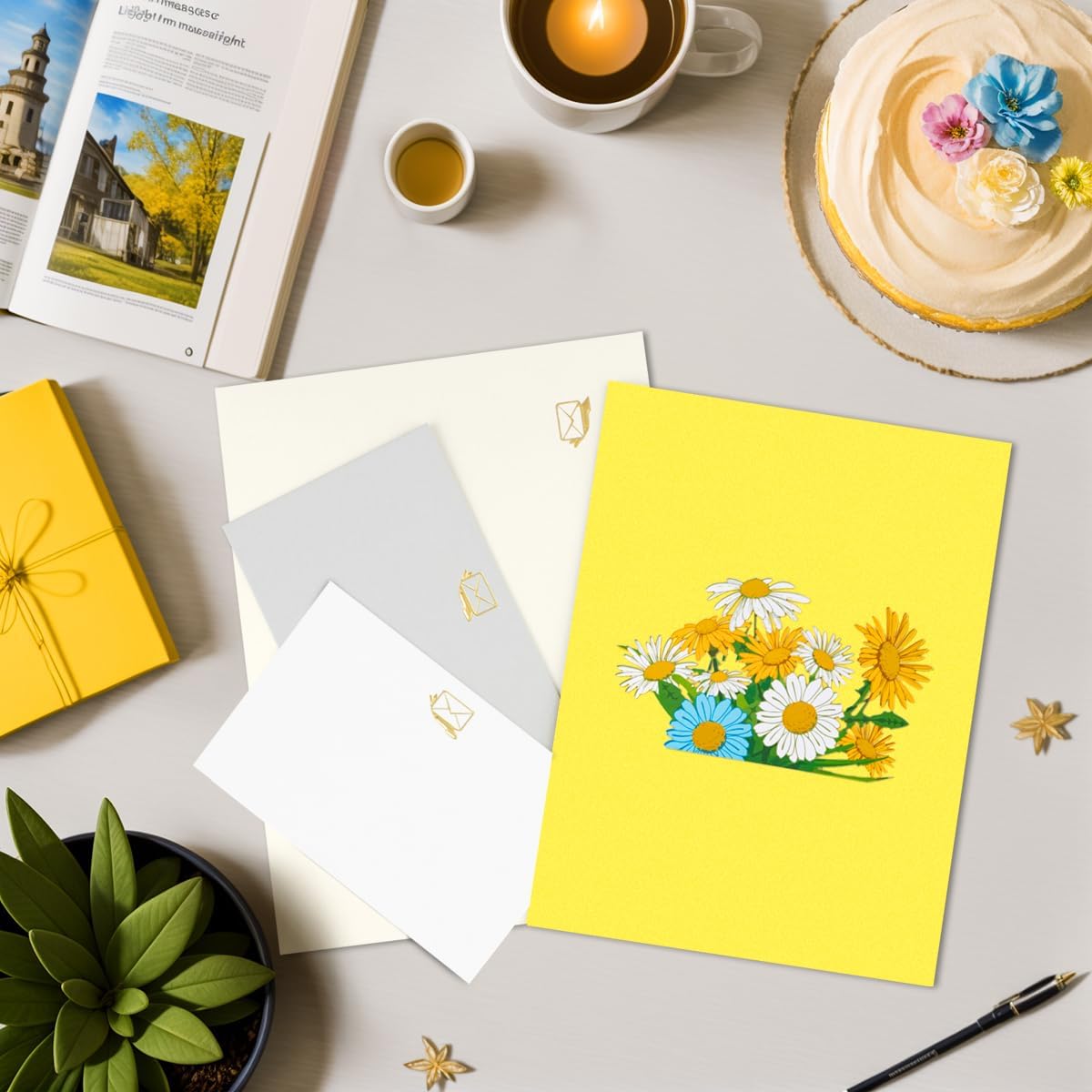 Thumbnail 3 de CNLITIHEKA Gänseblümchen Pop-Up-Karte 8 x 6 Zoll
