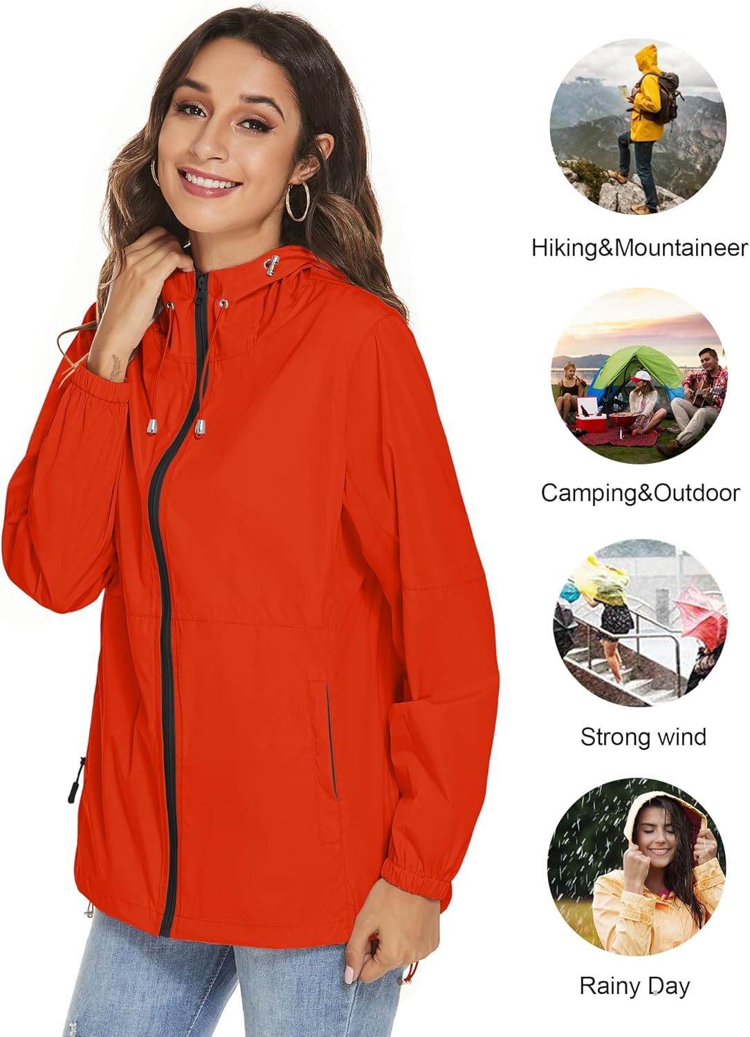 Thumbnail 3 de TCOT Women Rain Jacket Waterproof Windbreaker