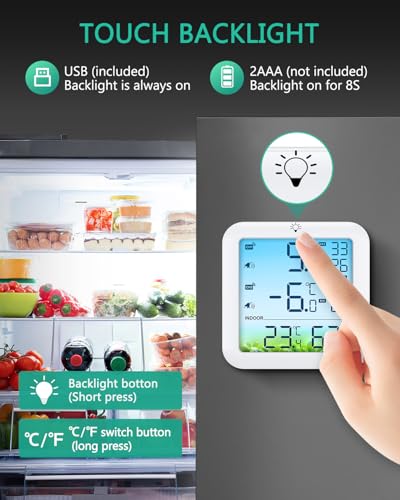 Detalle de ORIA Wireless Fridge Freezer Thermometer with 2 Sensors and Alarms