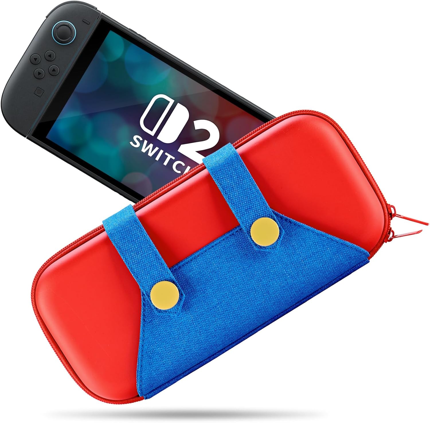 Detalle de FunCase Switch 2 Case for Switch 2 2025 – Cute, Portable Carry Case with 10 Game Cartridges (Red/Blue)