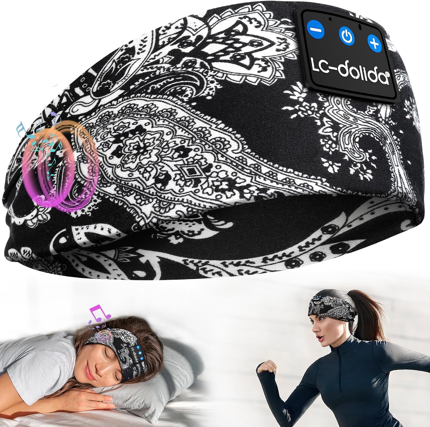 Detalle de LC-dolida LC001 Bluetooth Sleep Headphones, Washable Headband with Mic