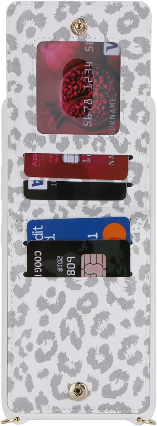 Thumbnail 3 de Zouzt Wallet Case with Cord for Samsung Galaxy S21 Ultra — White Leopard