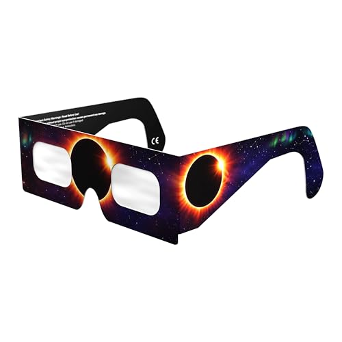 Detalle de Gafas Eclipse Solar Homologadas Absolute Eclipse Aurora Pack 10 | ISO 12312-2 CE EPI