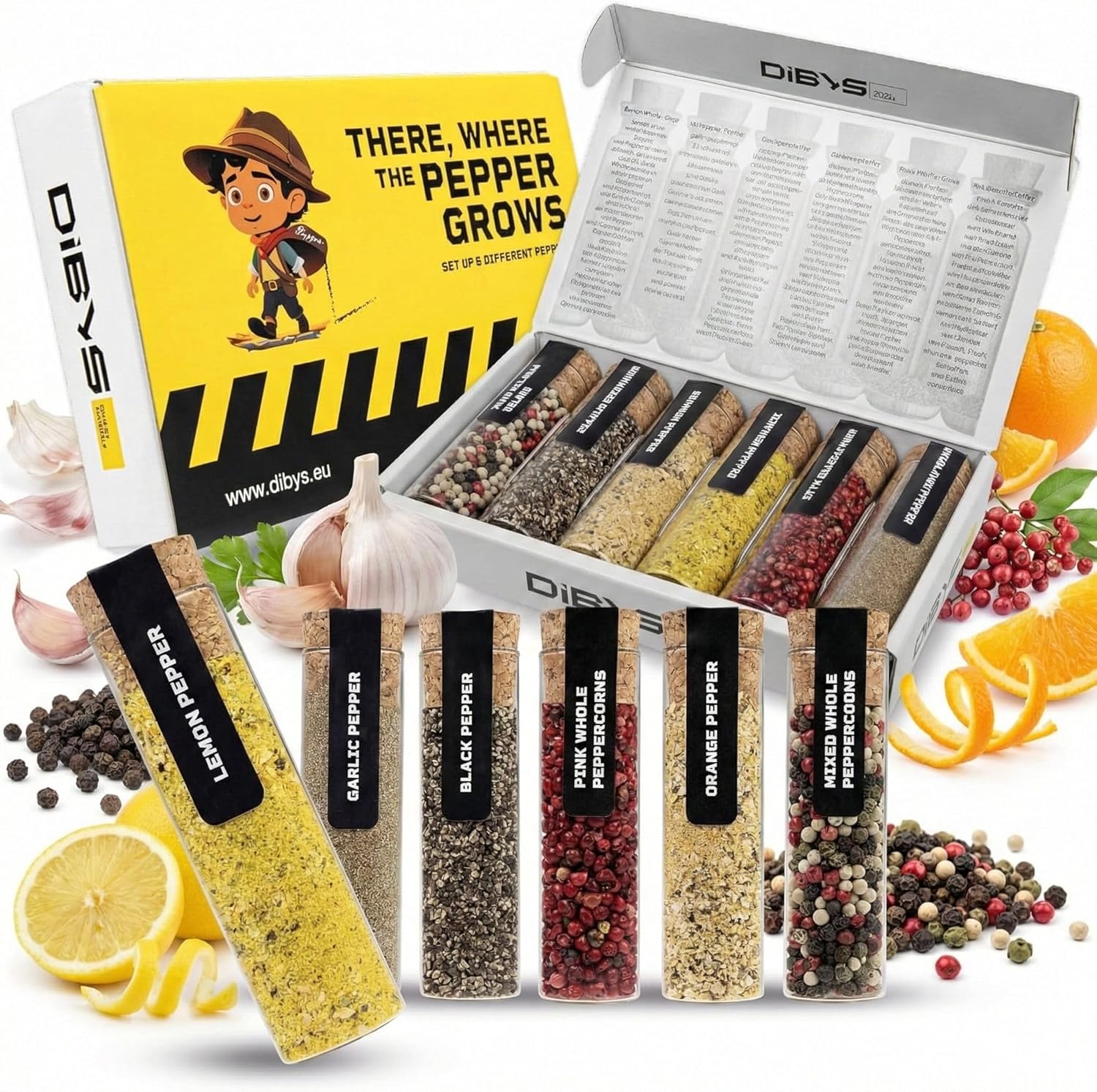 Thumbnail 6 de Coffret DIBYS de piments forts avec cartes recettes – Mélange éponyme de jalapeño, ancho et Bird’s Eye