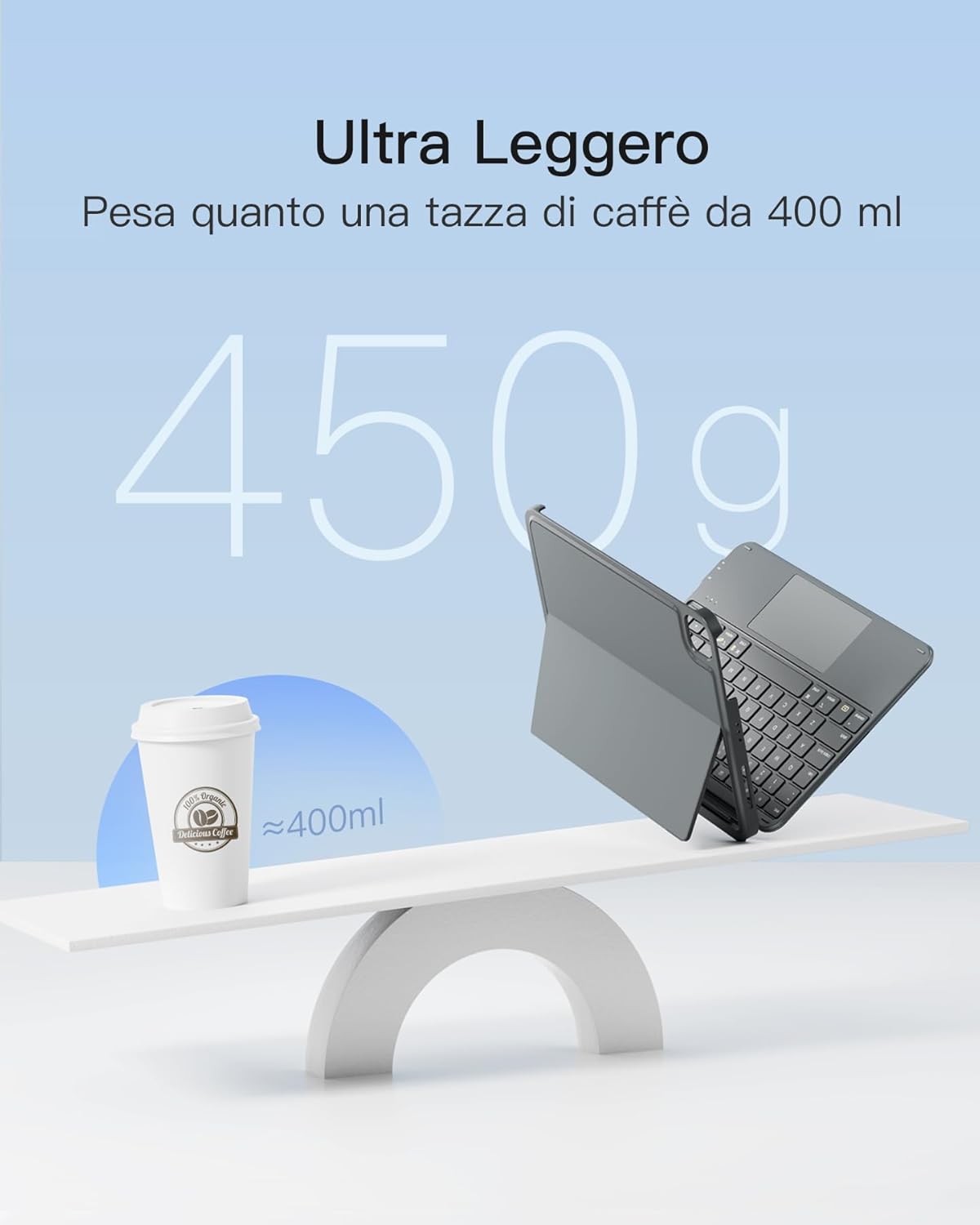 Thumbnail 2 de Custodia con tastiera Inateck per iPad 11ª/10ª gen e iPad Air 11" con touchpad removibile, grigio AceTouch
