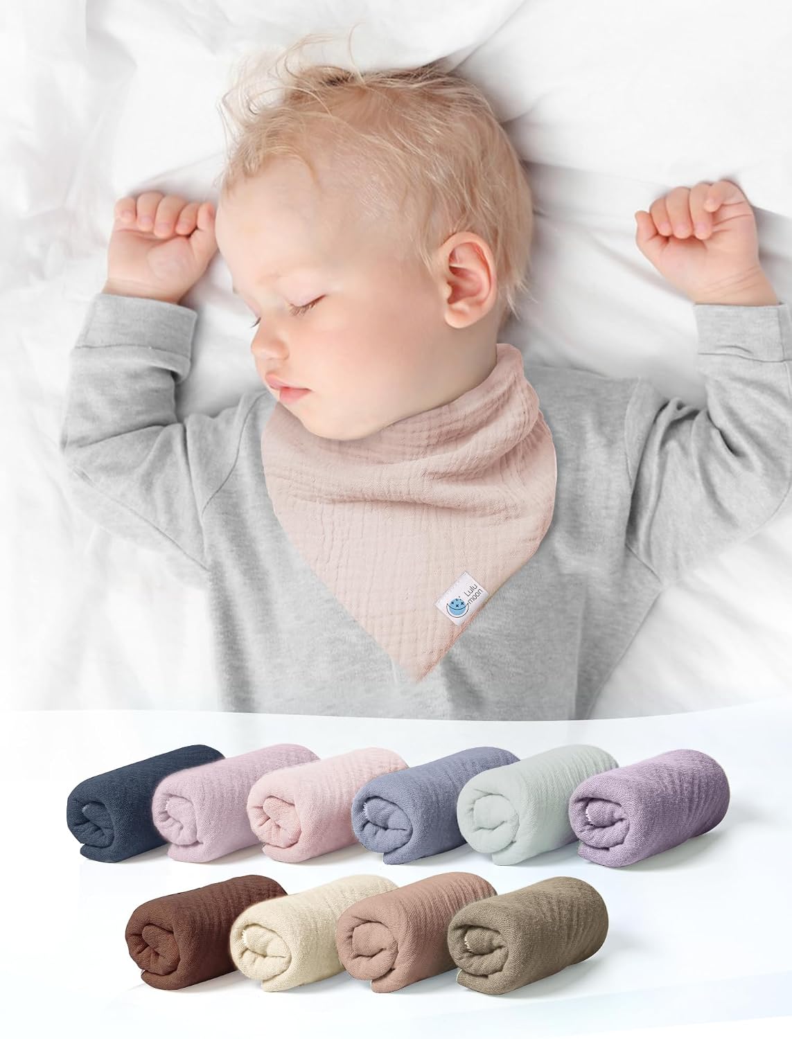 Thumbnail 3 de lulumoon Dreieckstuch aus Musselin – Unisex Baby-Lätzchen aus Musselin und Frottee, 3 Größen