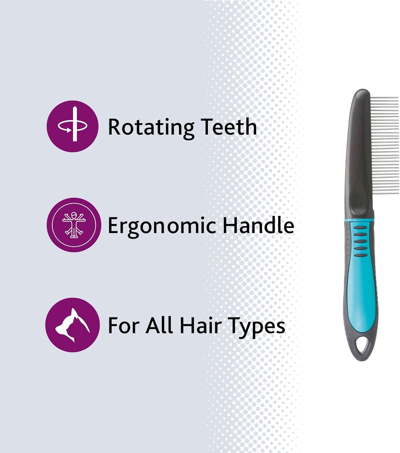 Thumbnail 3 de TRIXIE démêleur de pelage pour chien et sous-poil (dents en métal, poignée caoutchoutée) 22 cm noir/bleu