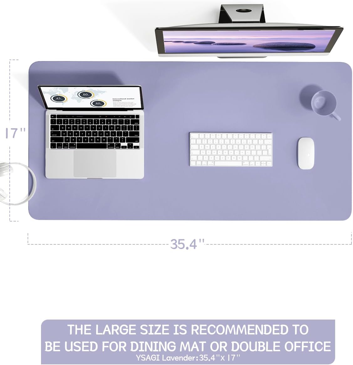 Thumbnail 6 de YSAGi Non-Slip Desk Pad (90 x 43 cm) – Waterproof PVC Leather Desk Protector in Lavender