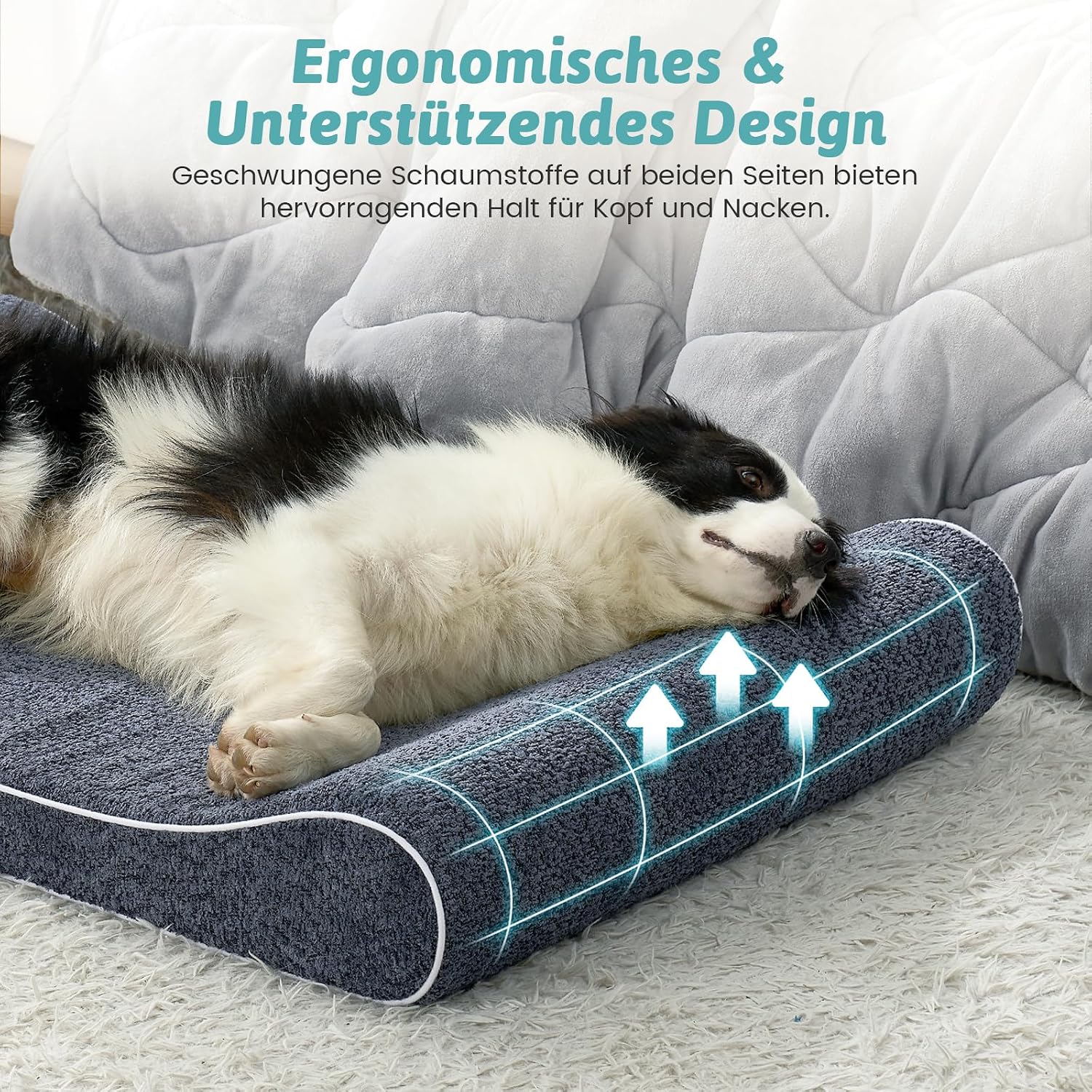 Detalle 2 de COZY KISS Orthopädisches Hundebett für Große Hunde – 114x76x15 cm, Blau