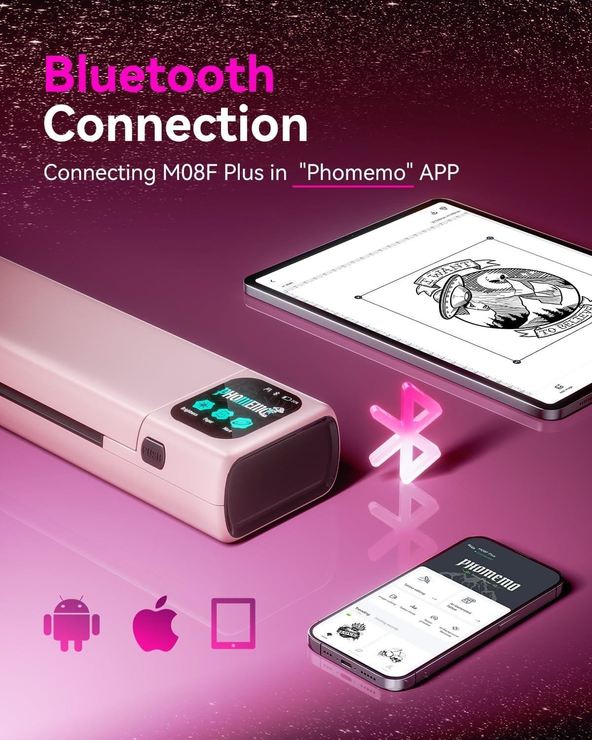 Thumbnail 5 de Phomemo M08F Plus AI : imprimante à pochoir thermique pour tatouage avec écran tactile