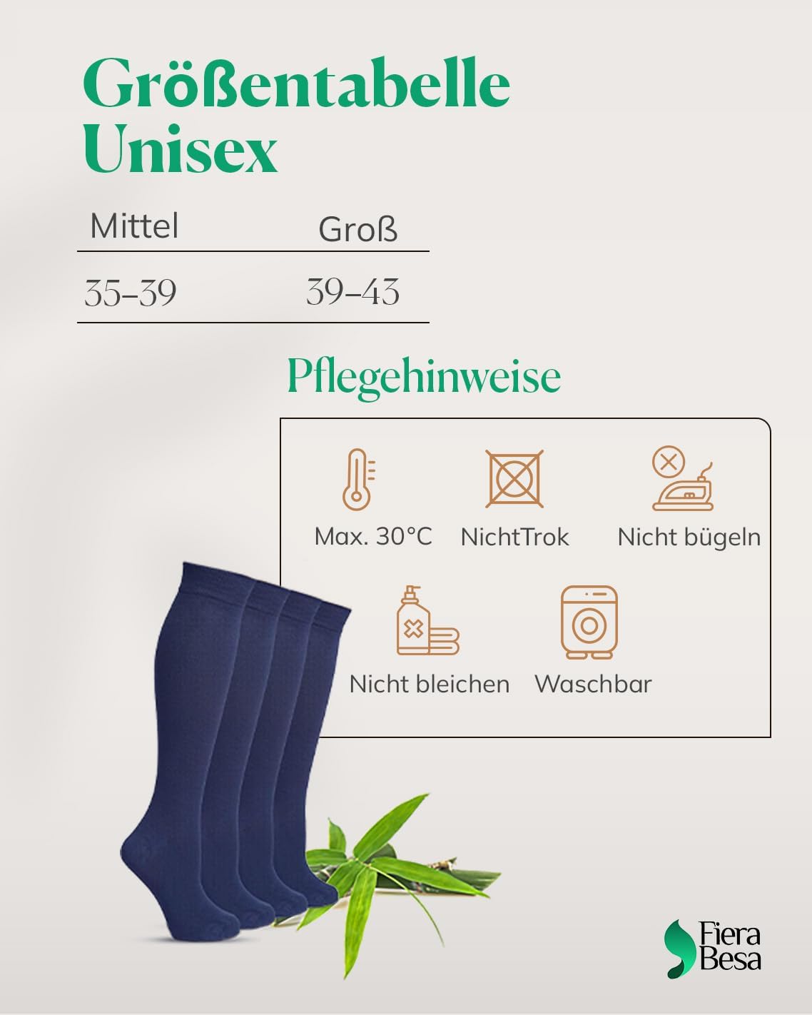 Detalle de Fiera Besa FB_W_Bmb_Knee – damskie podkolanówki bambusowe, 4 pary