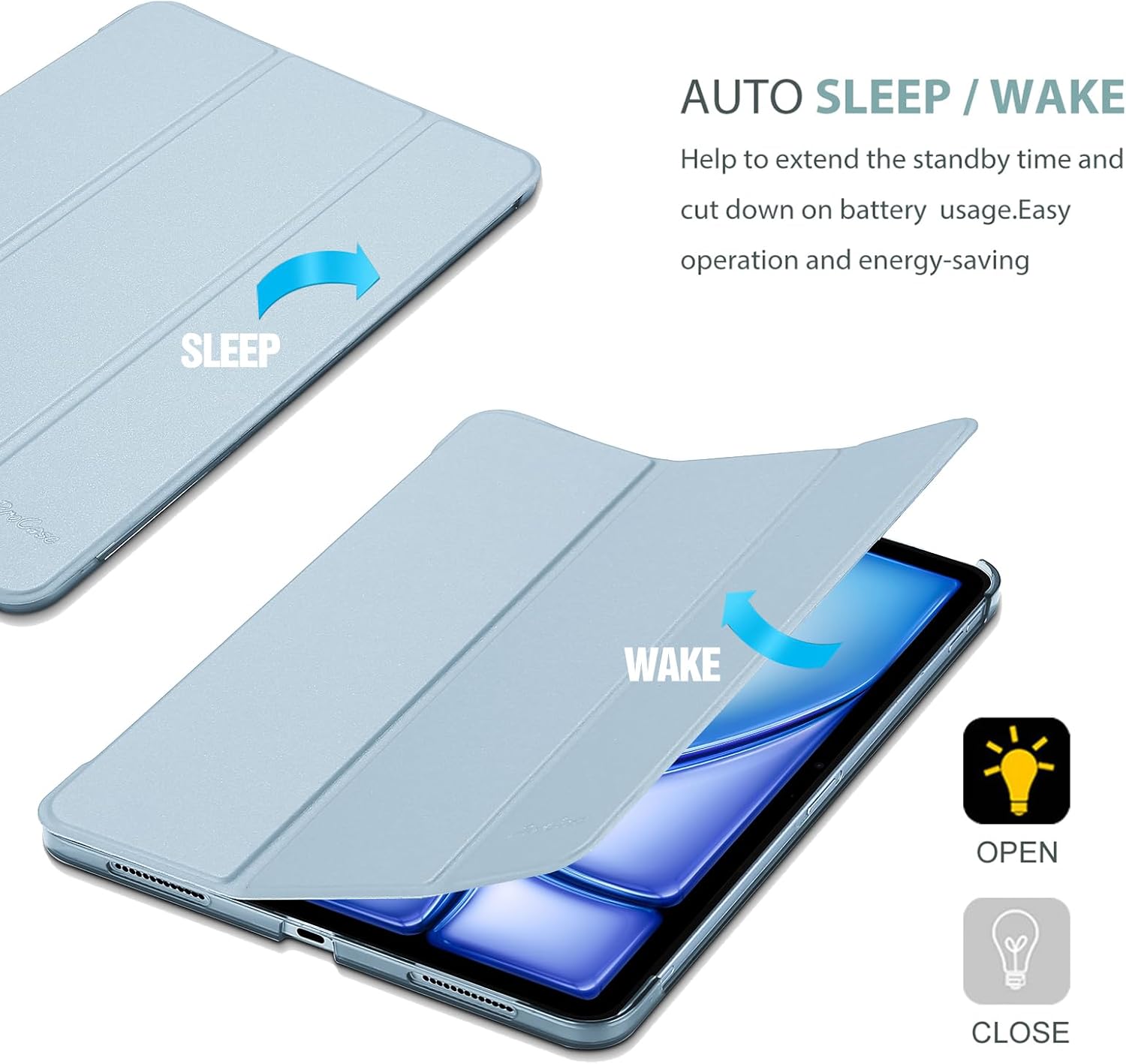Thumbnail 6 de ProCase Hülle für iPad Air 11 Zoll (M4/M3/M2 & 5/4 Gen) – Himmelblau, mit Sleep/Wake und Pencil-Unterstützung