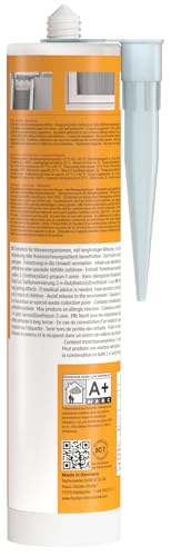 Detalle 2 de fischer Premium-Bausilikon DBSA 310 ml, geruchsarm, transparent – wetterfeste Dichtmasse für Innen & Außen