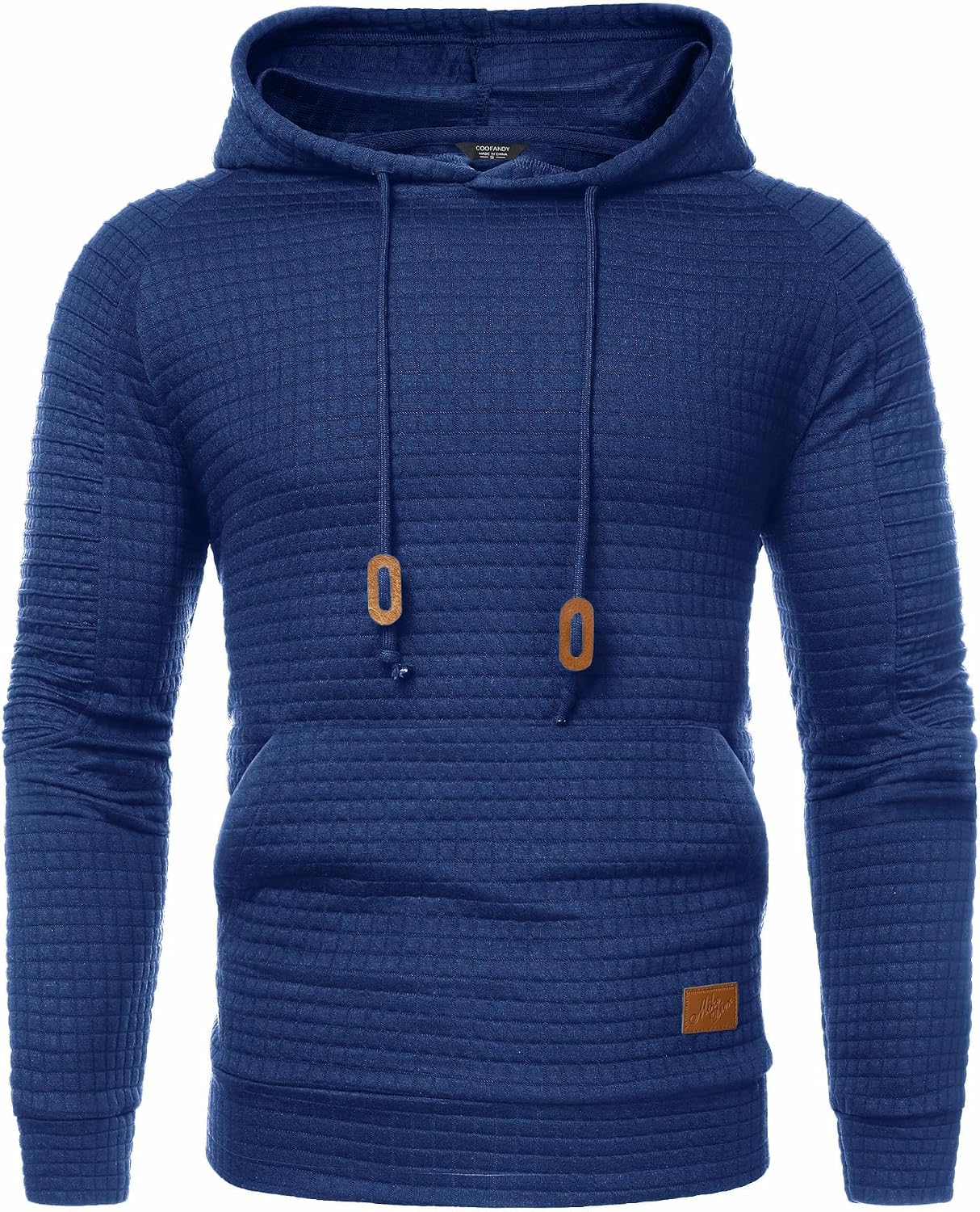 Detalle de COOFANDY Felpa con Cappuccio da Uomo in Maglia Waffle: Comfort casual con tasca a marsupio