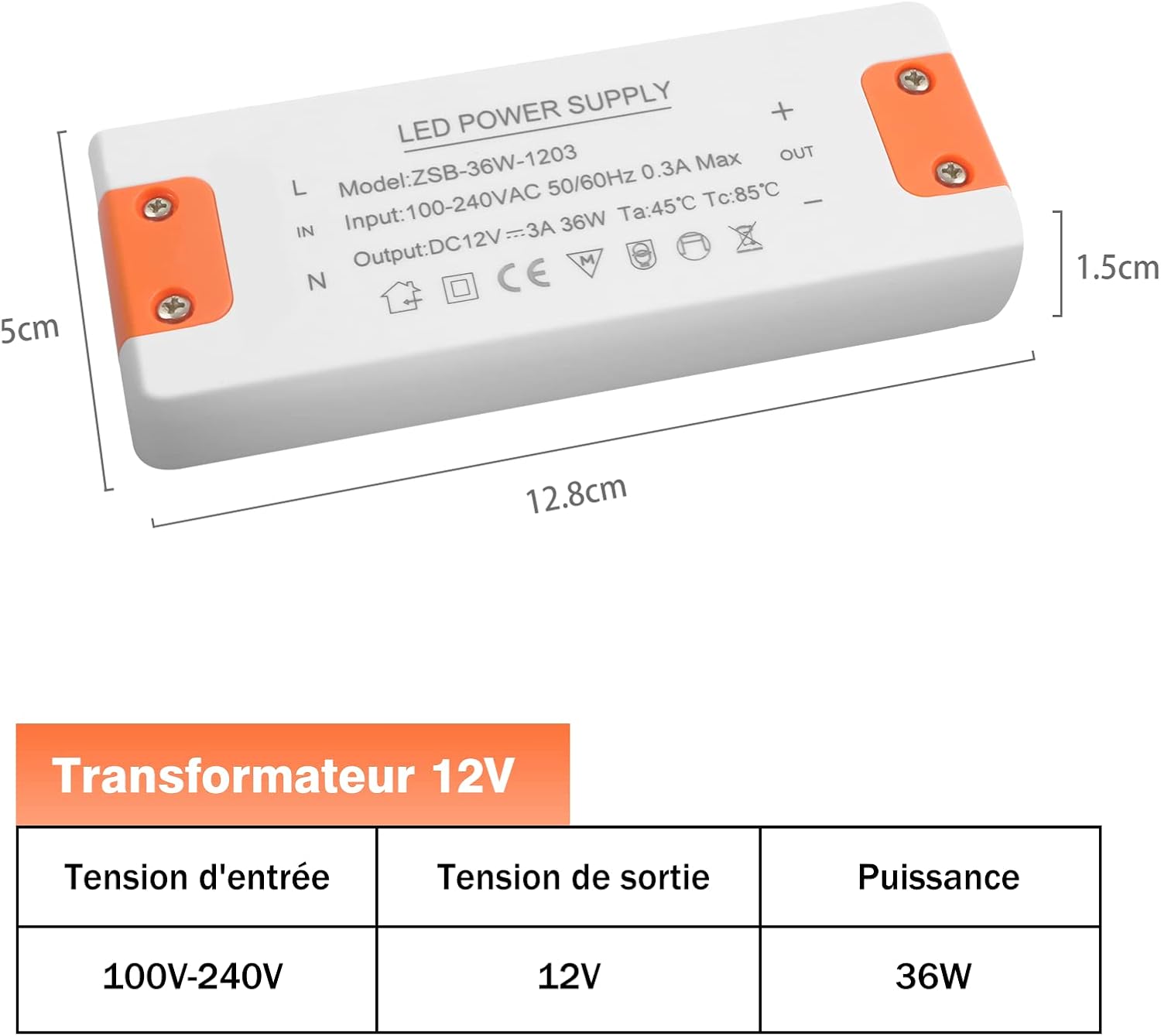 Detalle de ZAKVOP 12V LED-transformator, 24 W en 2 A, voor G4, GU5.3, MR11 en MR16
