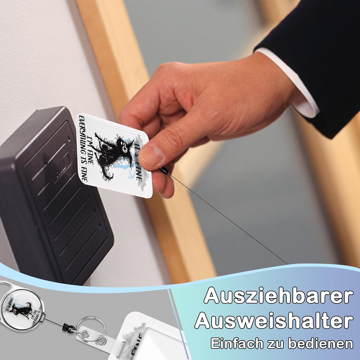 Detalle 2 de Ausweishülle mit Band – ID Badge Holder Breakaway Lanyard mit ausziehbarer Badge-Reel und abnehmbaren Clips
