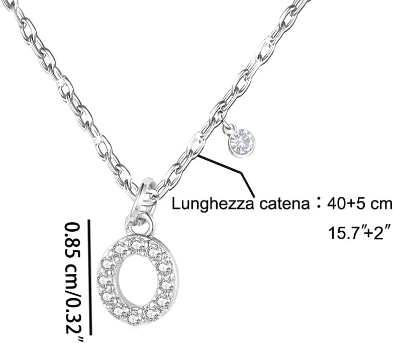 Detalle 2 de GUOYU 26 Collana Iniziale Lettera di Compleanno: Ciondolo in Zirconi d'Argento, Acciaio Inossidabile, Regalo Personalizzato