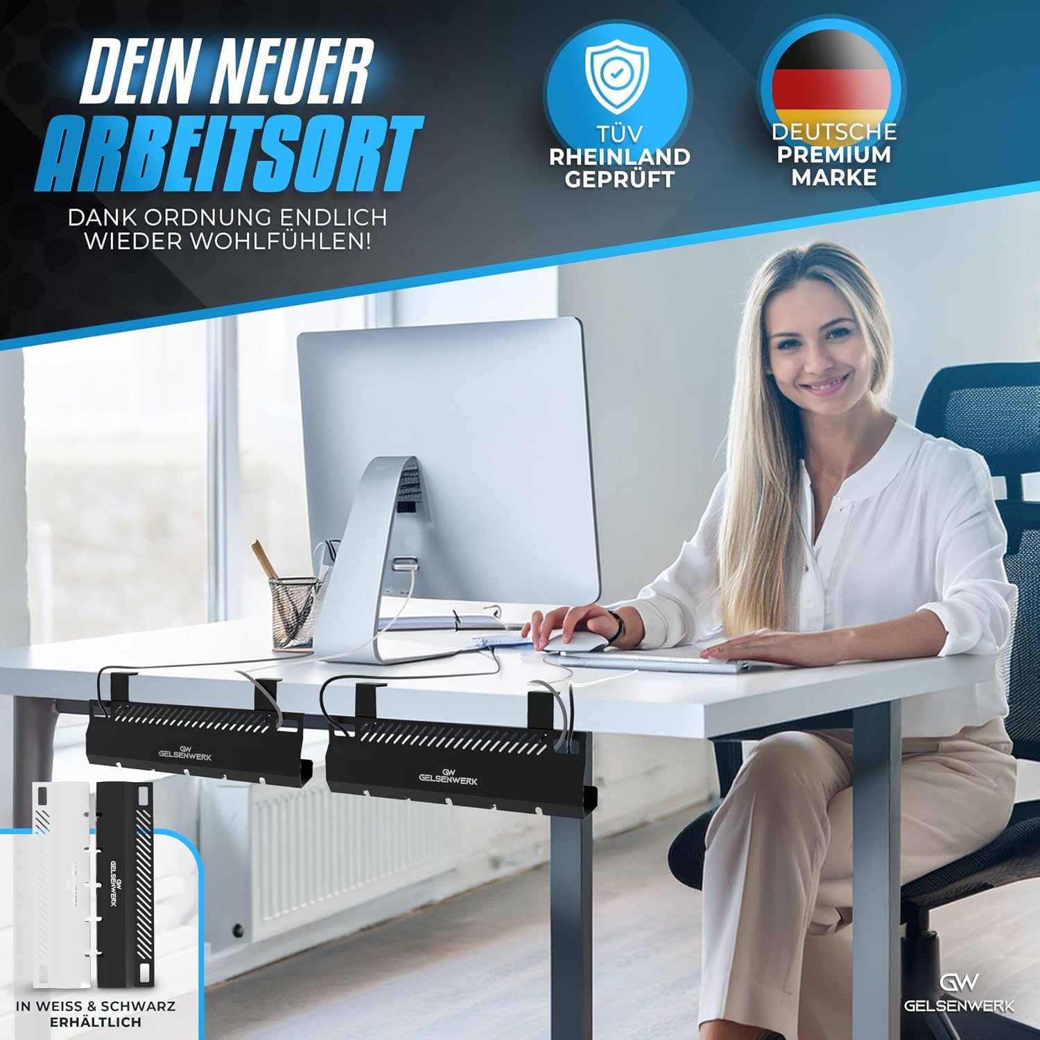 Thumbnail 6 de GELSENWERK Kabelkanal Schreibtisch 2er Set