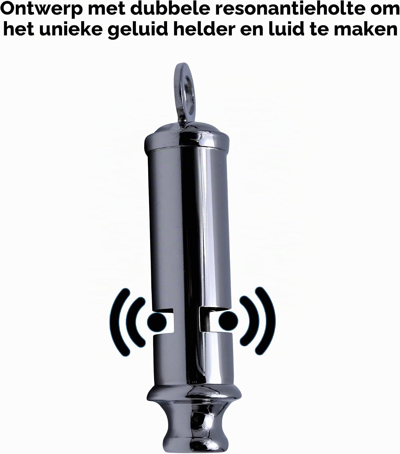Detalle 2 de Mil-Tec 16321000 Bobby Nickel fluitje, gepolijst zilverkleurig, G-toonsoort