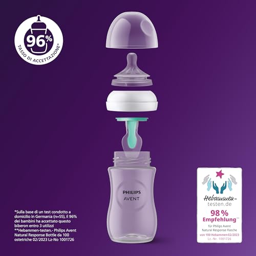 Detalle 2 de Philips Avent SCY673/01 biberon Natural Response da 260 ml con valvola Airfree