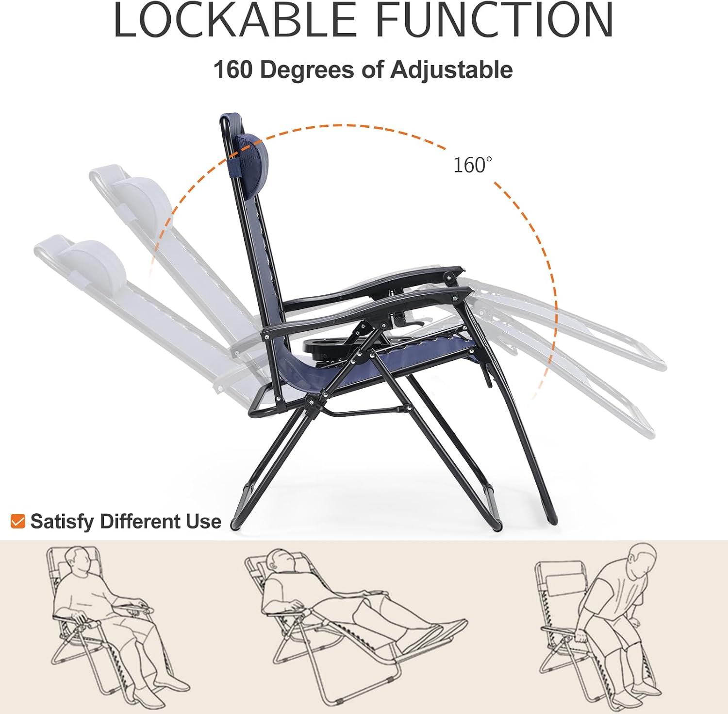Detalle 2 de Sweetcrispy TY01NEBUF-MN Zero Gravity Chairs Set of 2, Folding Mesh Recliners