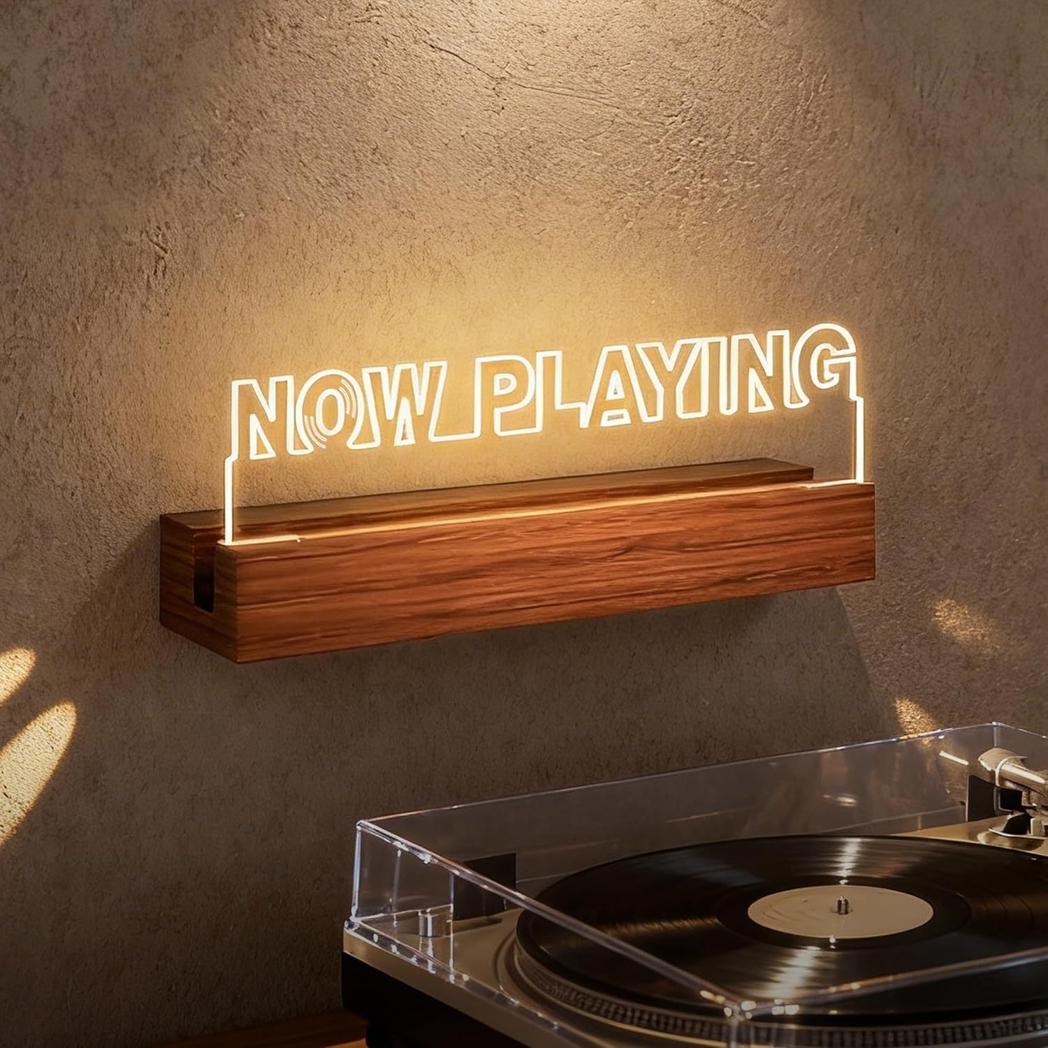 Detalle 2 de Rodioer WPDS01-05 Vinyl Record Display Stand, 5 mm Acrylic, Adjustable Light
