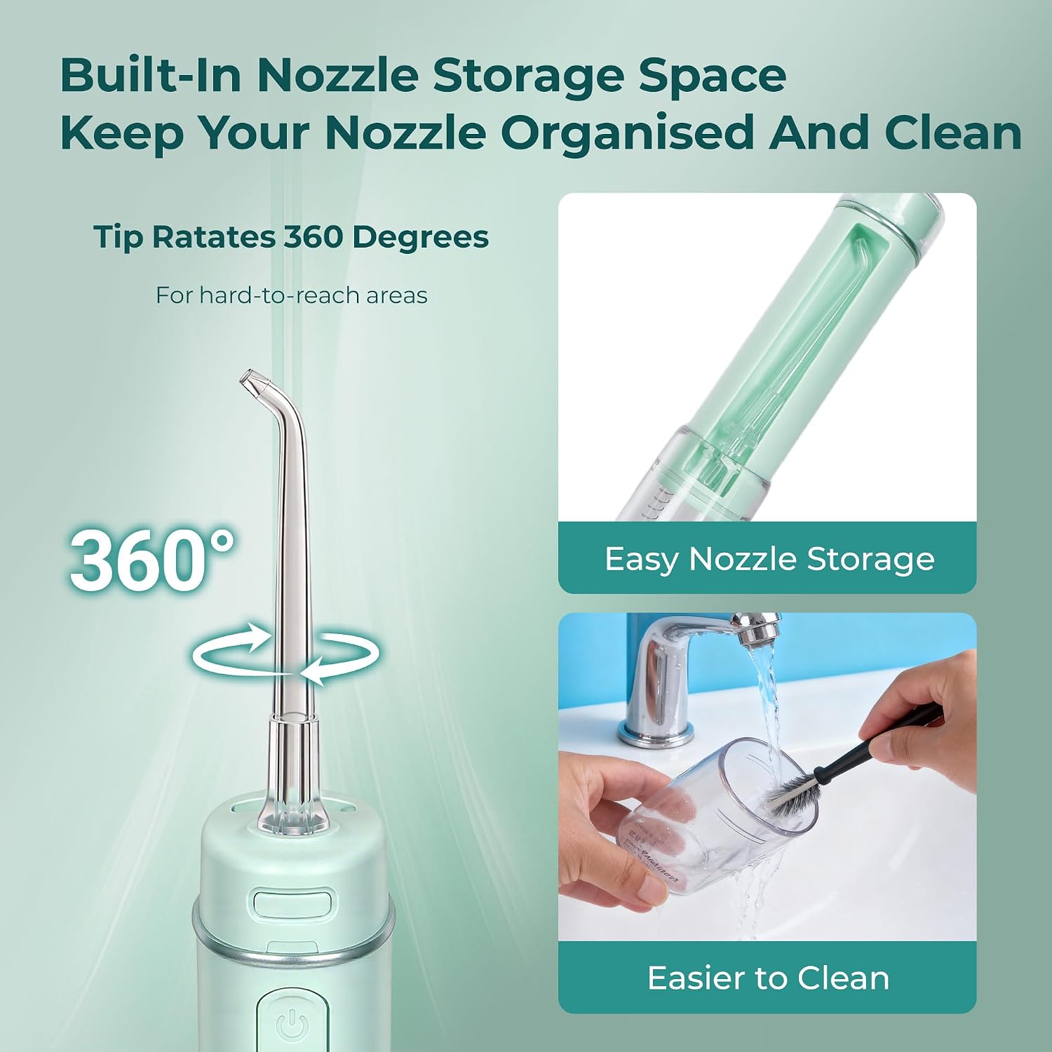 Thumbnail 6 de BarberBoss Travel Water Flosser (QR-7115) – Pocket Cordless Flosser with 3 Pressure Settings and 6 Tips
