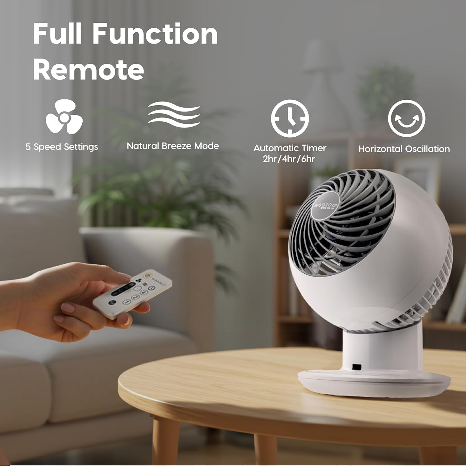 Thumbnail 6 de IRIS USA WOOZOO Air Circulation Fan with Remote - Oscillating Desktop Fan, 5 Speeds, 30dB Quiet Operation