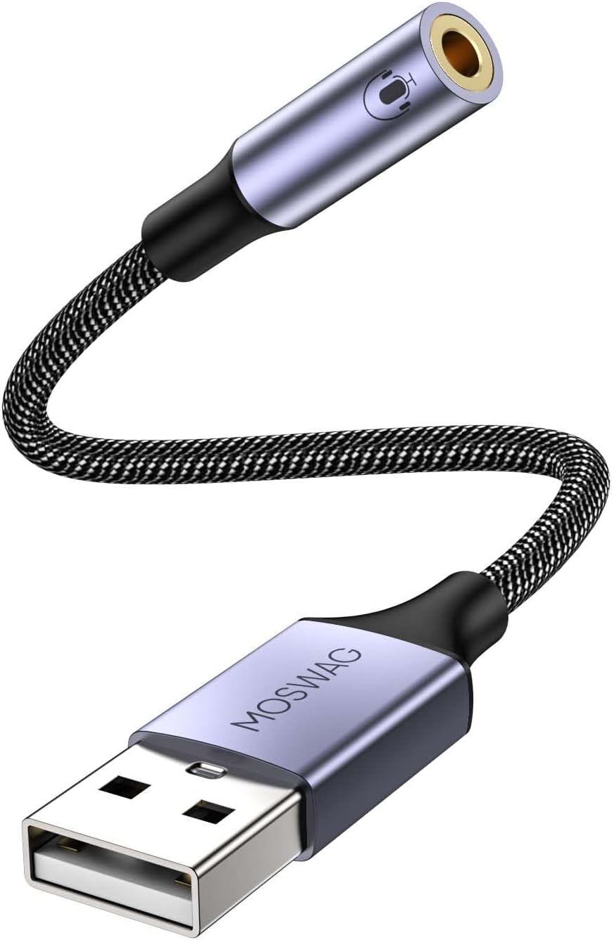Thumbnail 6 de MOSWAG USB-zu-3,5-mm-Klinke-Audioadapter (2er-Set) mit Mikrofon-Anschluss für PC, PS4/PS5 & mehr