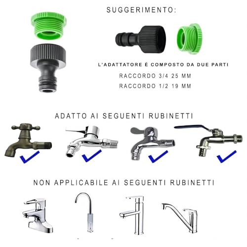 Thumbnail 6 de Tubo da Giardino Estensibile XIBALOM 15 m (50 ft) con Pistola Spruzzo 7 Funzioni e Adattatori Universali 1/2" e 3/4