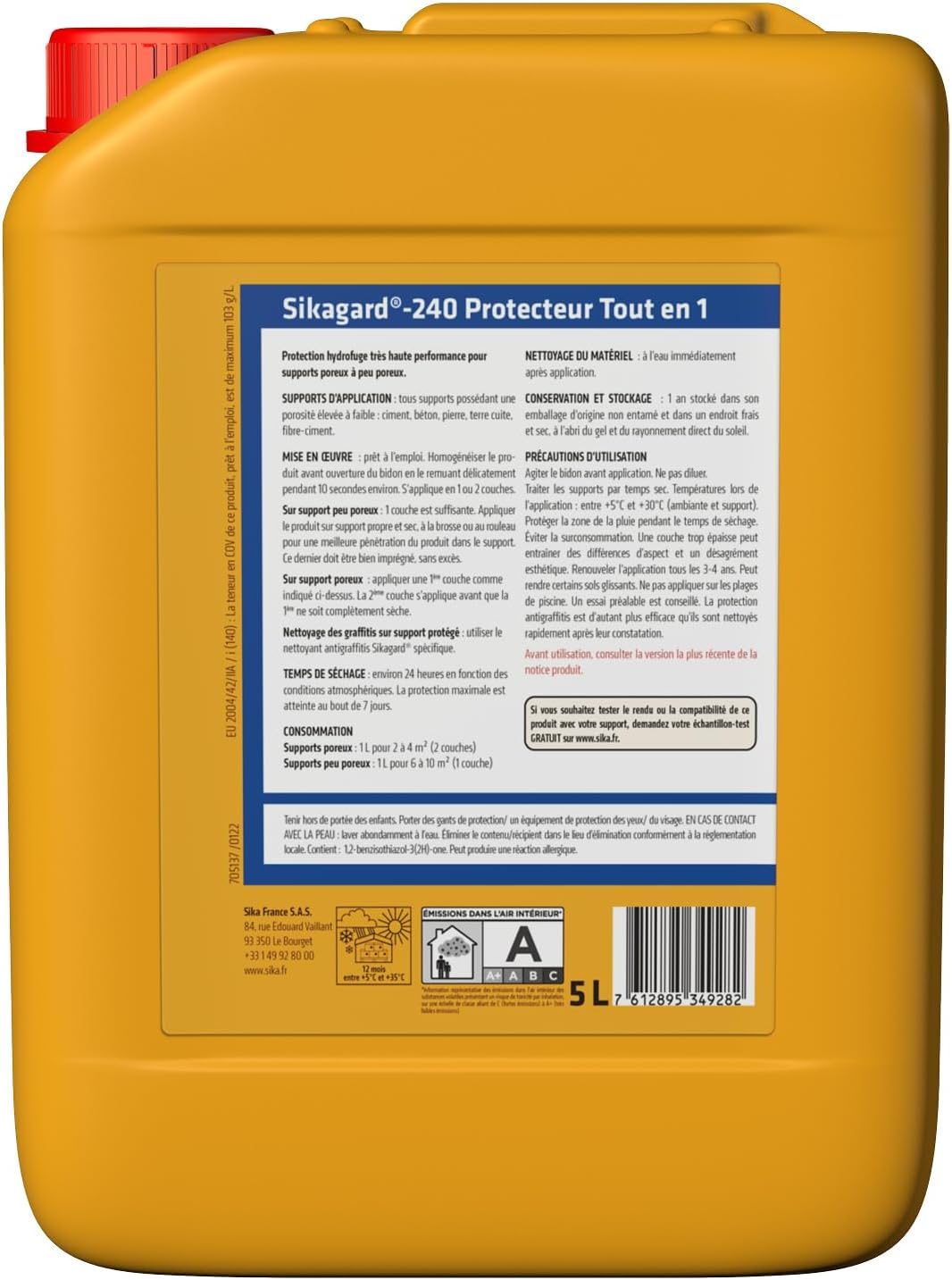 Thumbnail 1 de Sika Sikagard 240 Protecteur Tout en 1 – Protection hydrofuge prêt à l’emploi pour façades, murs, toitures et sols (5 L)