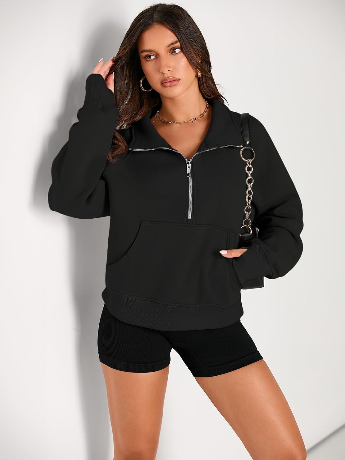 Thumbnail 1 de AUTOMET Women's Half Zip Fleece Pullover: Cozy Y2K-Inspired Fall Sweatshirt