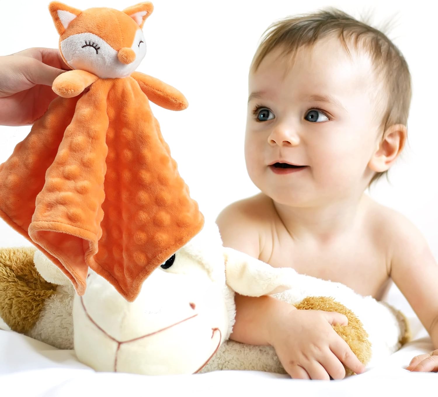 Thumbnail 5 de CREVENT Soft Plush Animal Face Baby Comforter and Lovey Security Blanket (Orange Fox) 34 x 34 cm