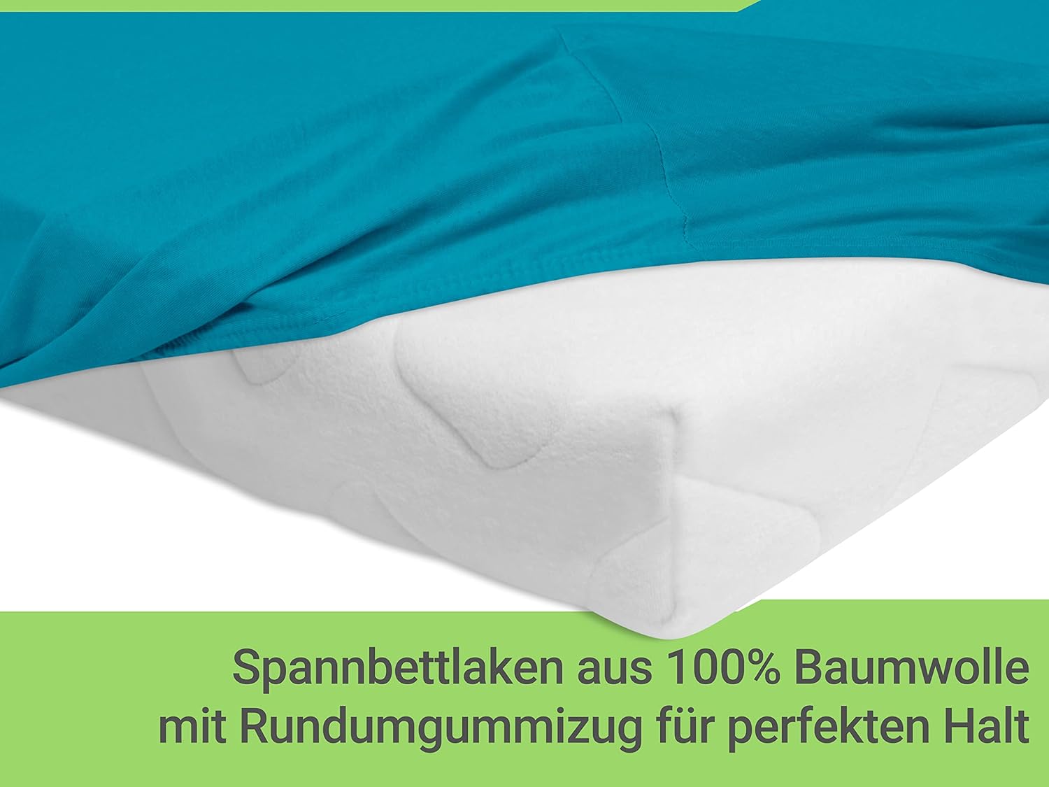 Detalle 2 de Emily's Drap Housse 100x100 coton – lot de 2 turquoise, jersey pour lit parapluie et parc bébé (Oeko-Tex)