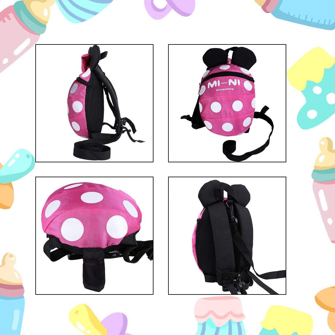 Thumbnail 4 de Baby Toddler Safety Harness Backpack with Leash – Rose Red (S, 1–5 years)