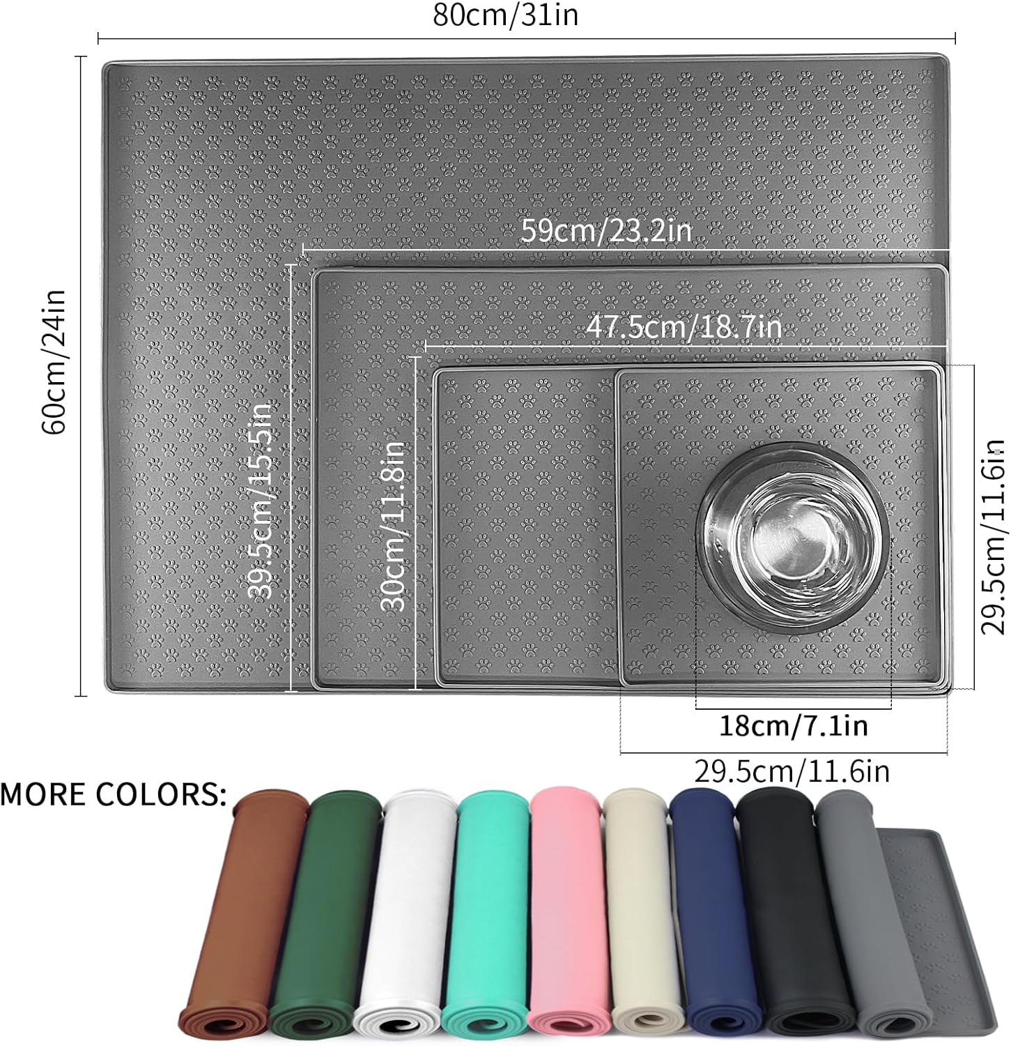 Detalle 2 de Ptlom Pet Placemat 18" Silicone Mat for Pets
