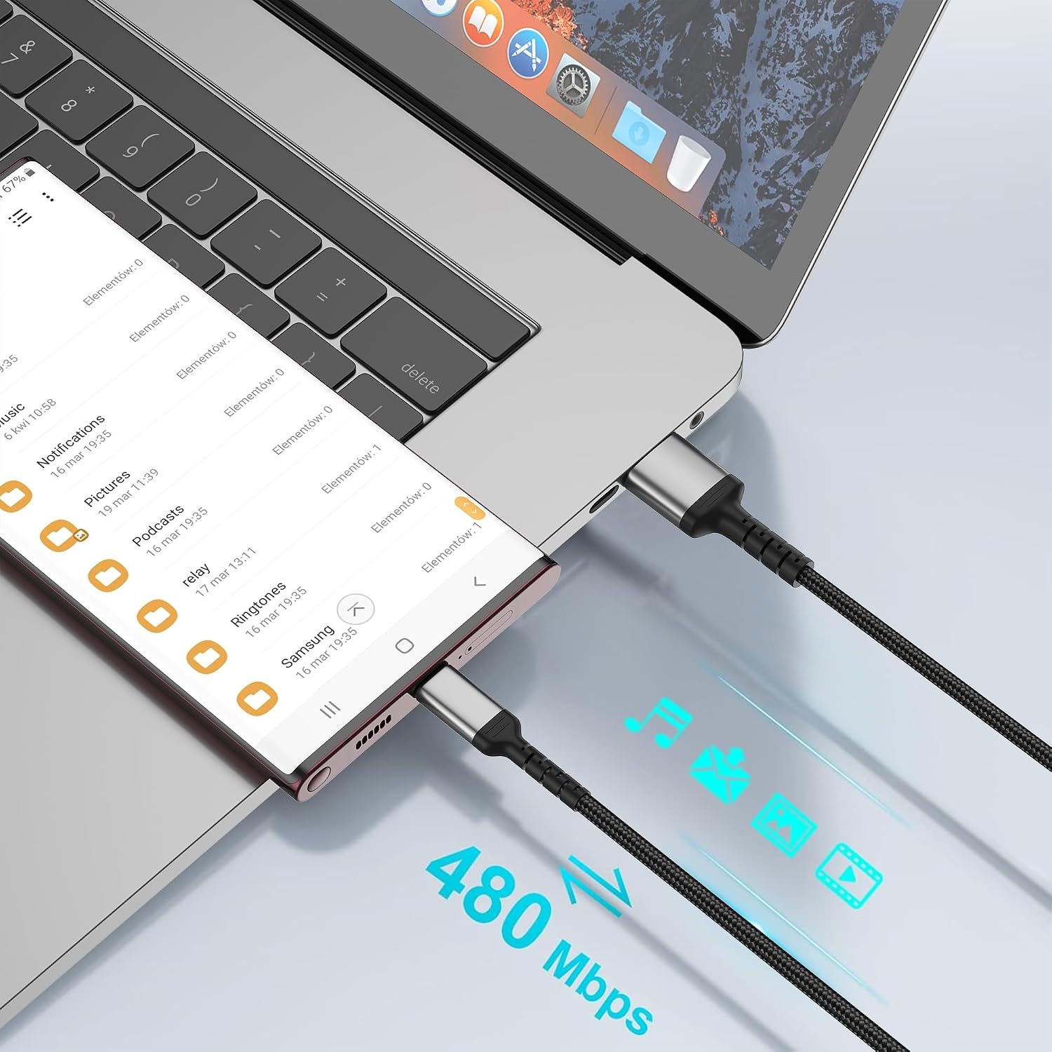 Detalle de USB‑C Kabel Kurz 50 cm 3 Stück 3A
