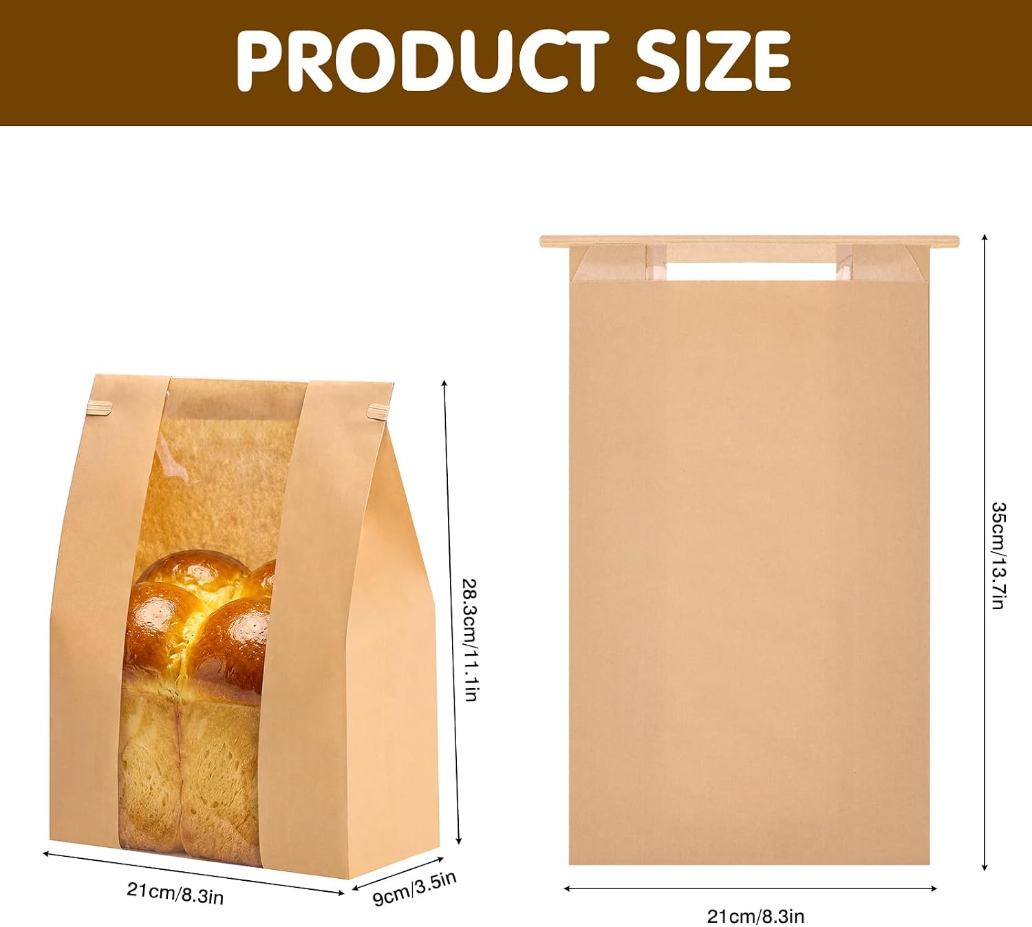 Detalle de Moretoes Bu-JB-26032501 Bread Bags, 240 Count, Tin-Tie Tab and Clear Window