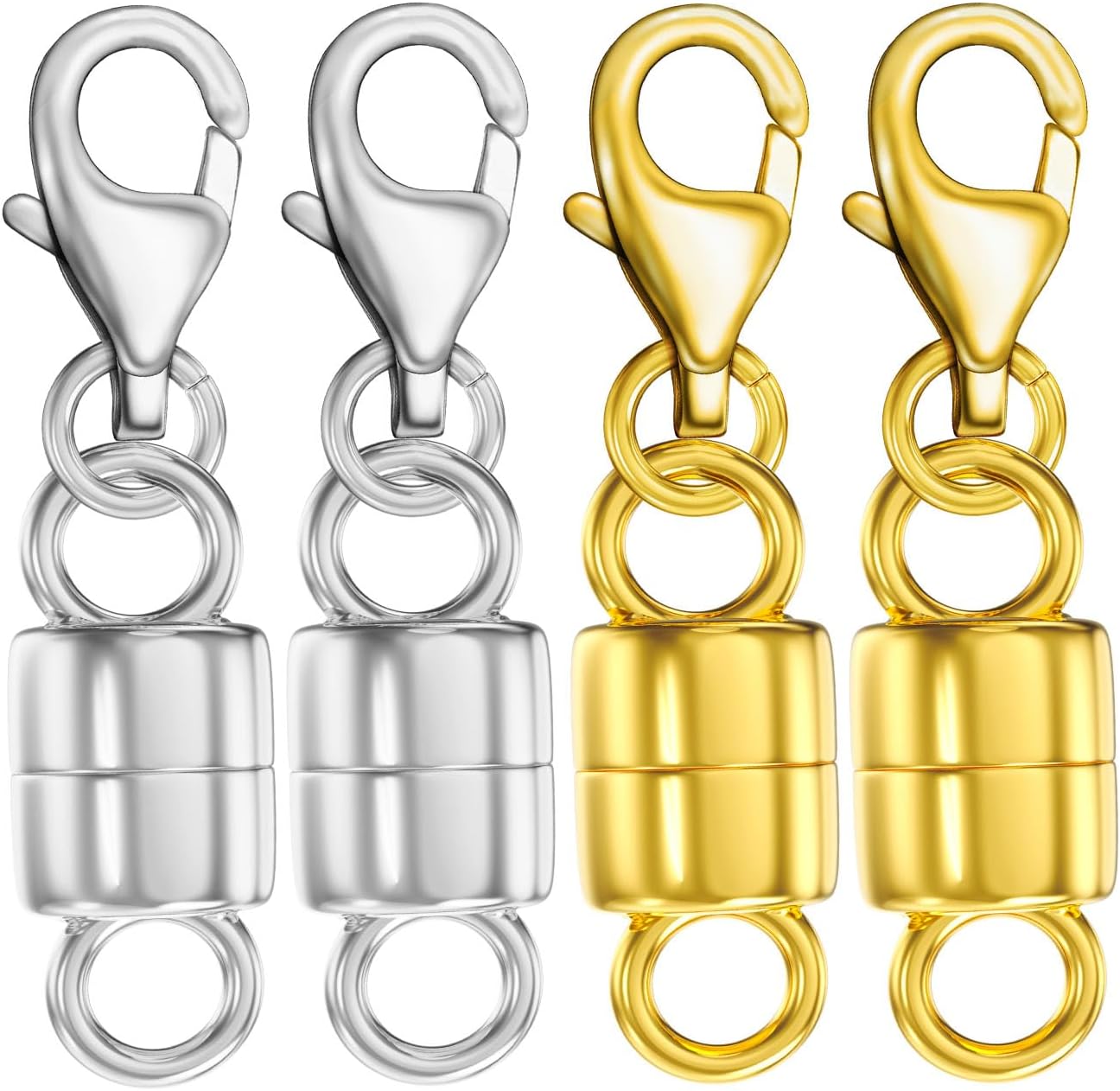 Detalle de Dailyacc 1 Magnetic Lobster Clasp Necklace Extenders, 4-Piece Gold and Silver Set