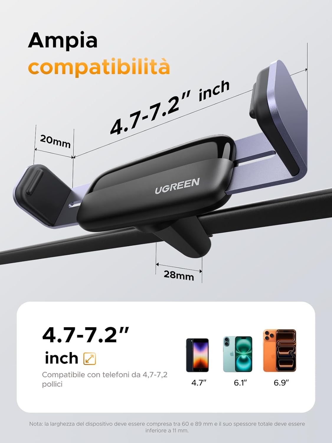 Thumbnail 4 de UGREEN Supporto Auto Clip per Cellulari 4,7–7,12"