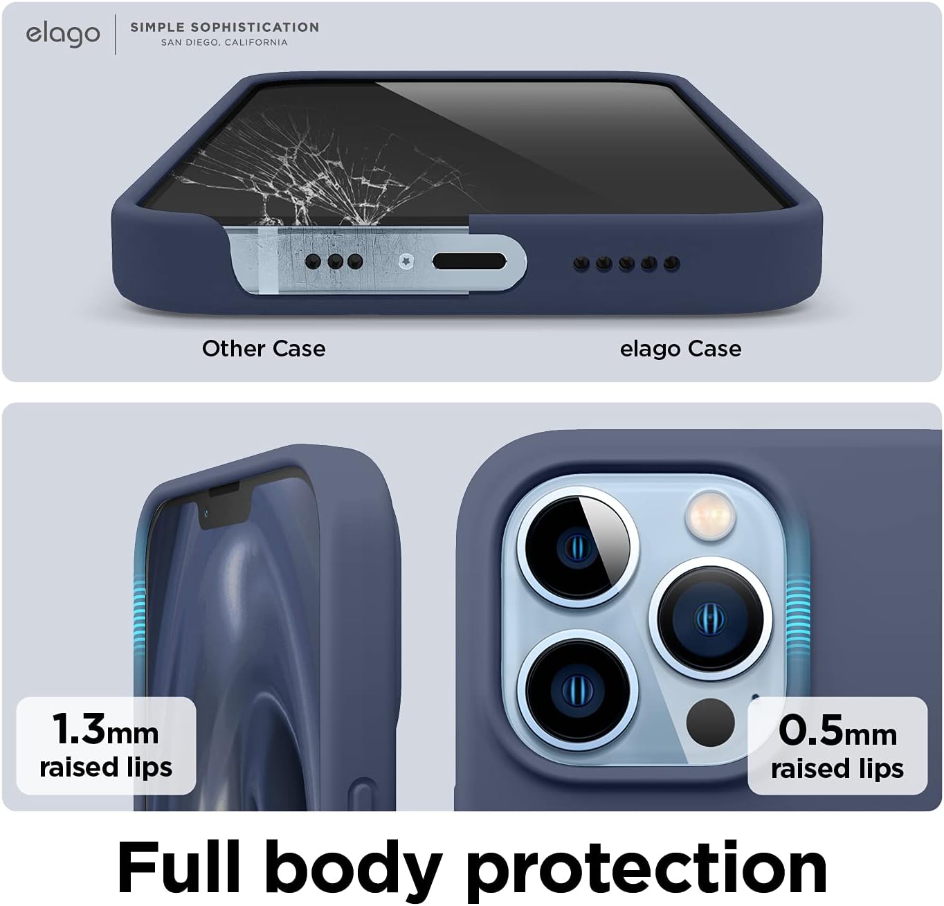 Thumbnail 4 de elago Liquid Silicone Case for iPhone 13 Pro (6.1") in Jean Indigo – full-body 3-layer protection