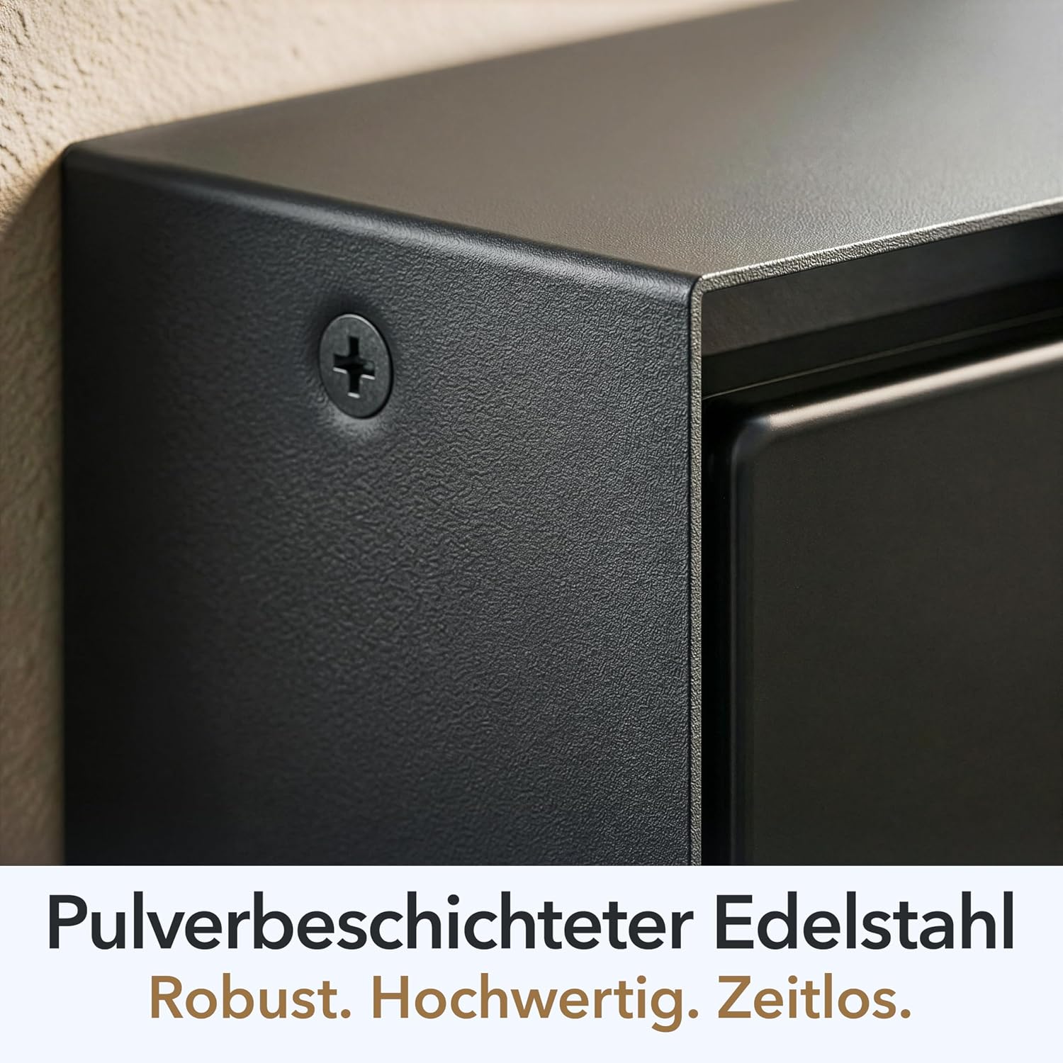 Detalle de LEDscom.de Außensteckdose 4-fach STEDDA – IP44, Edelstahl schwarz quadratisch